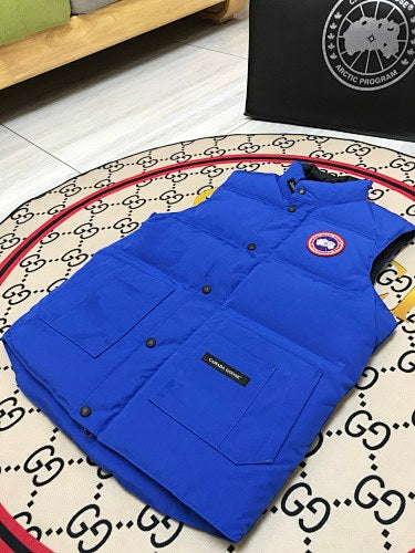 Canada Goose Royal Blue Quilted Puffer Vest with Stand Collar