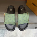 Louis Vuitton Light Green Patterned Slide Sandals