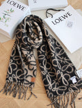 Loewe Black & Tan Motif Fringe Scarf