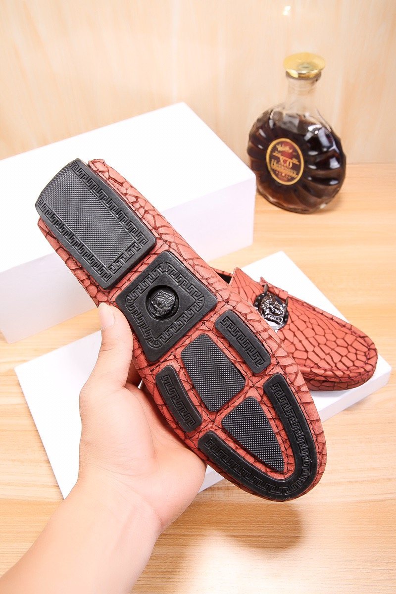 Versace Reddish Brown Patterned Loafers