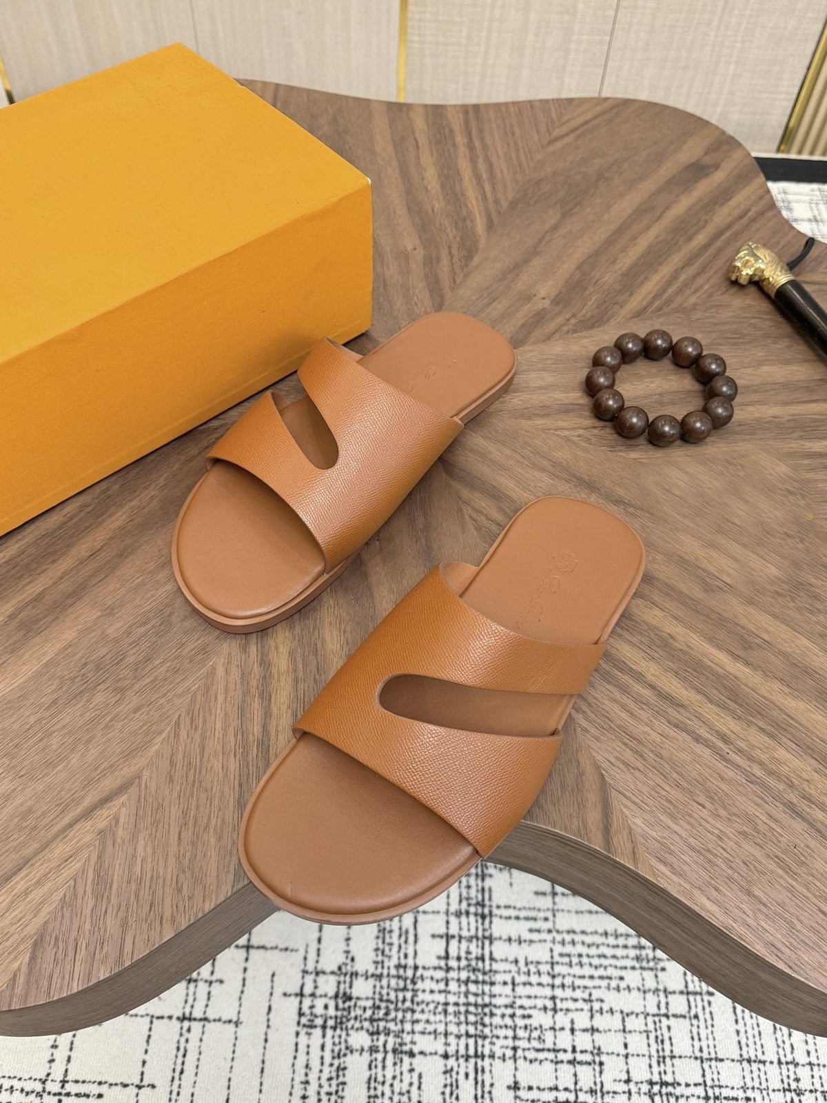 Loro Piana Men's Cross-Strap Slide Sandals