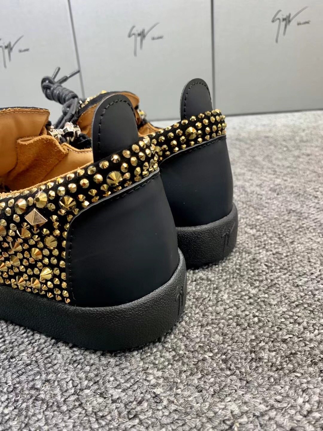 Giuseppe Zanotti Black Gold Stud Sneakers