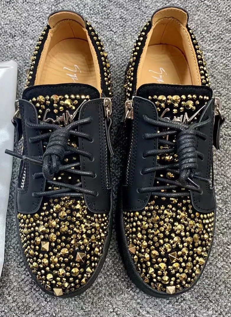 Giuseppe Zanotti Black Gold Stud Sneakers