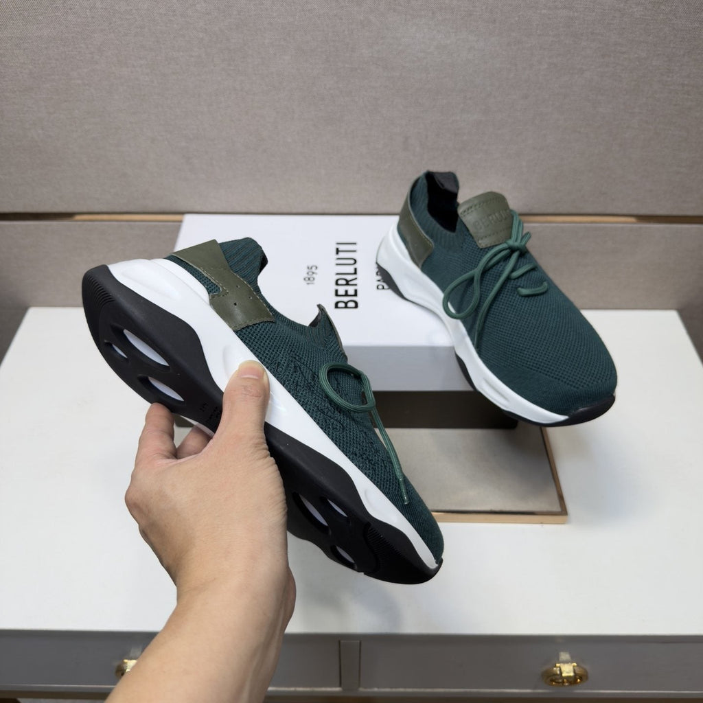 Berluti Men's Dark Green Low-Top Sneakers