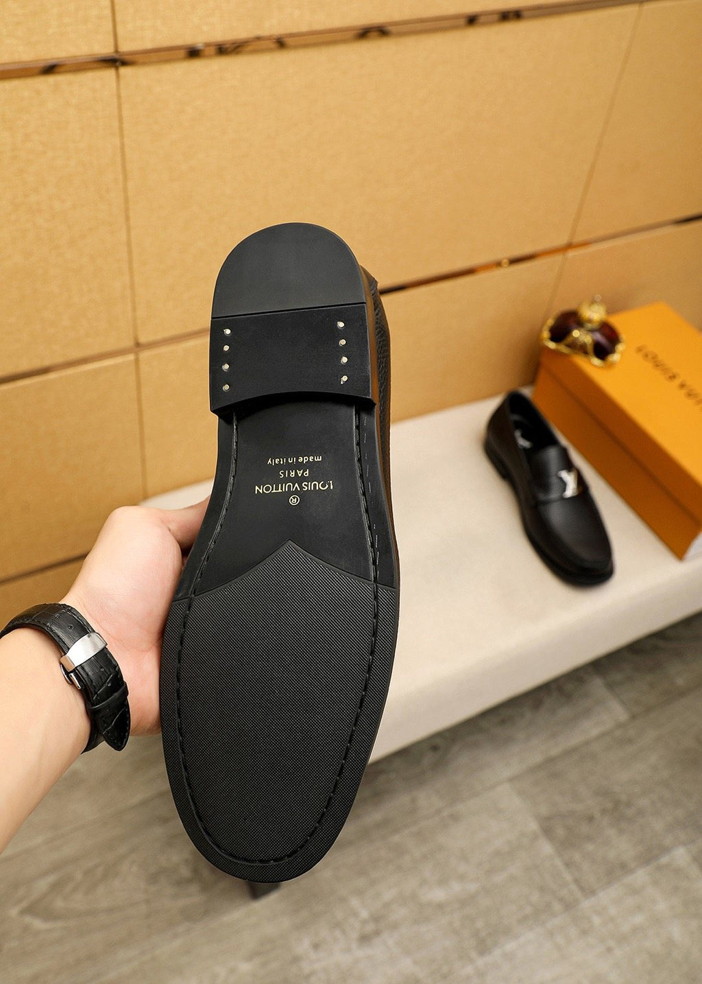 Louis Vuitton Black Pebbled Loafers - Moc-Toe Detailing