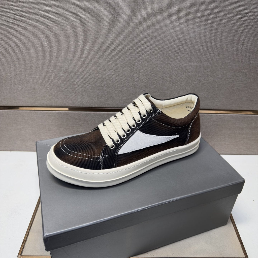 Dark Brown Panel Low-Top Sneakers