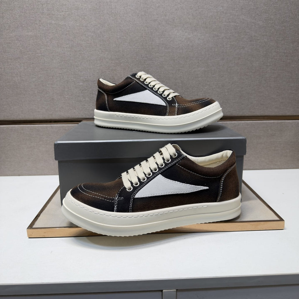 Dark Brown Panel Low-Top Sneakers