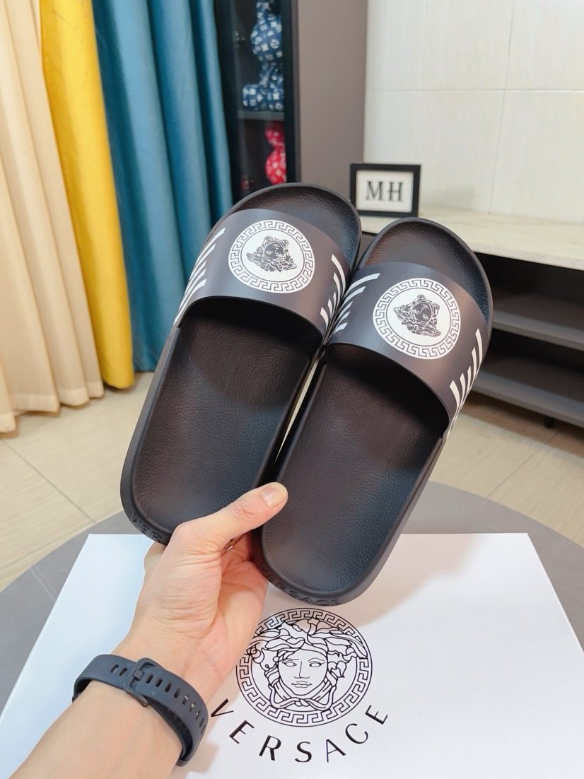 Versace Striped Slide Sandals