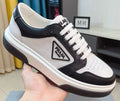 Prada Men's Black, White & Taupe Low-Top Sneakers