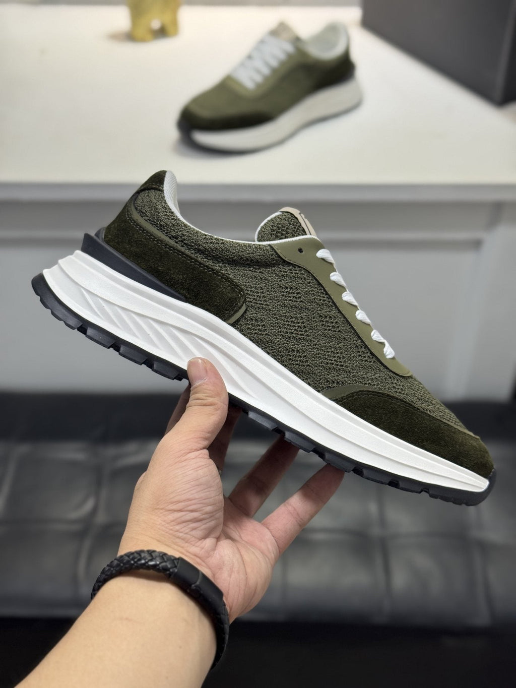 Zegna Knit Lace-Up Sneakers