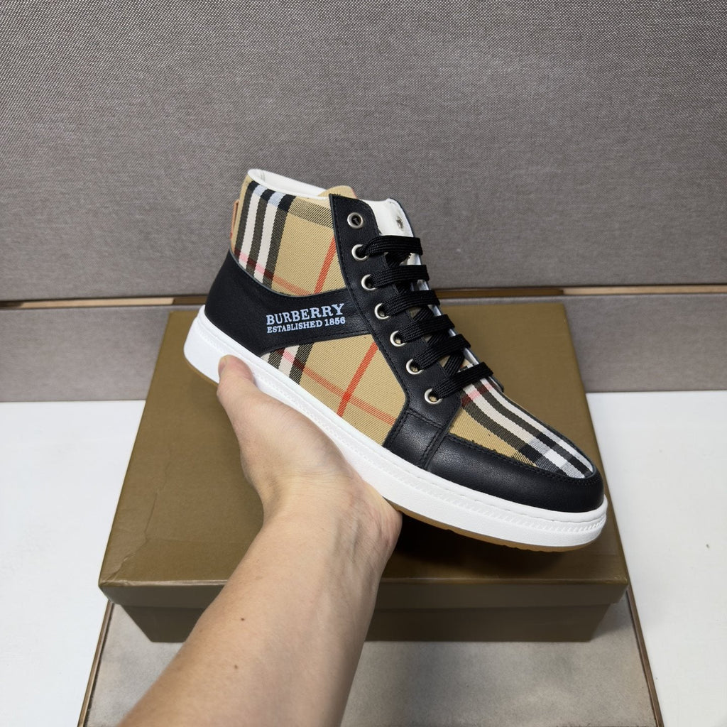 Burberry Men's Plaid High-Top Sneakers