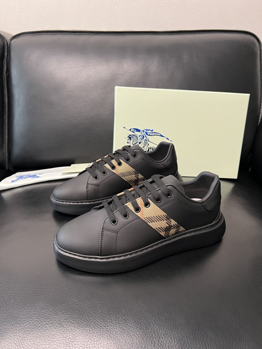 BURBERRY Check-Panel Low-Top Sneakers