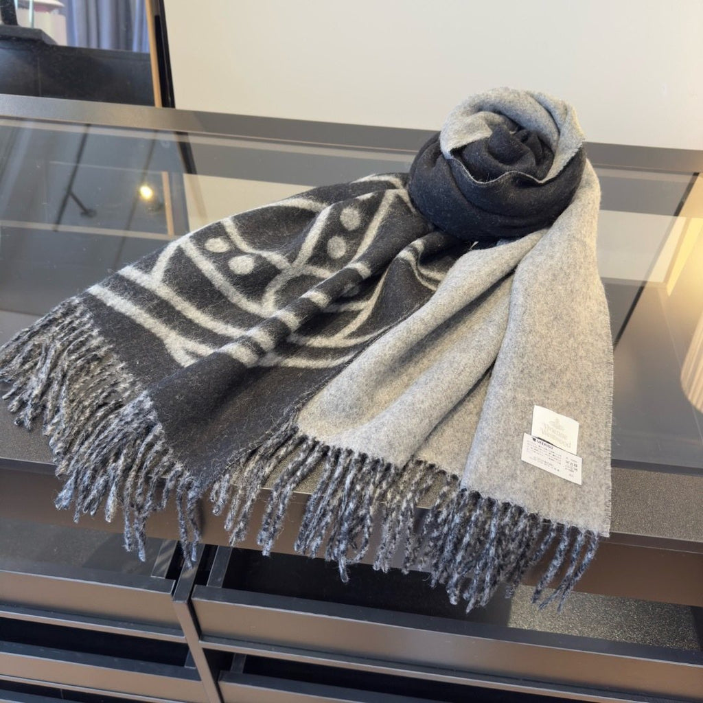 Vivienne Westwood Orb Motif Fringed Scarf