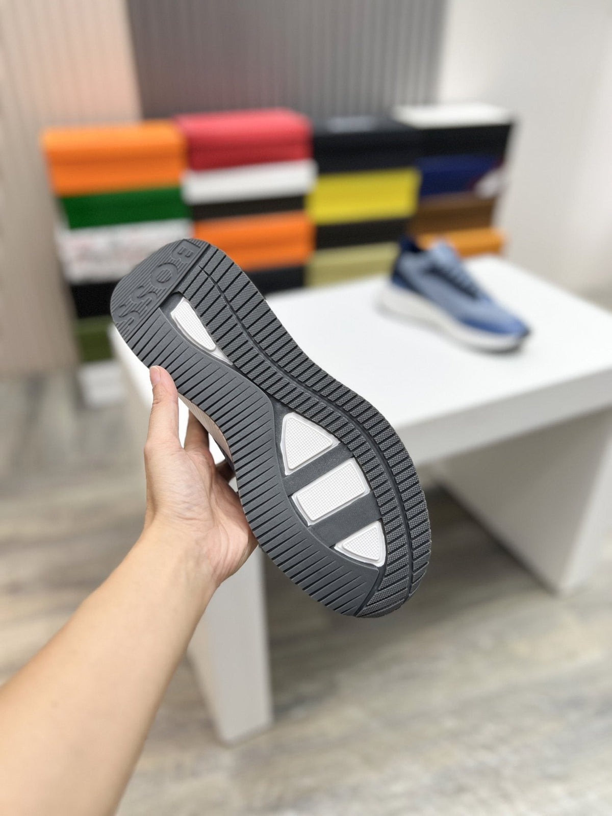 BOSS Knit Ribbed-Sole Sneakers