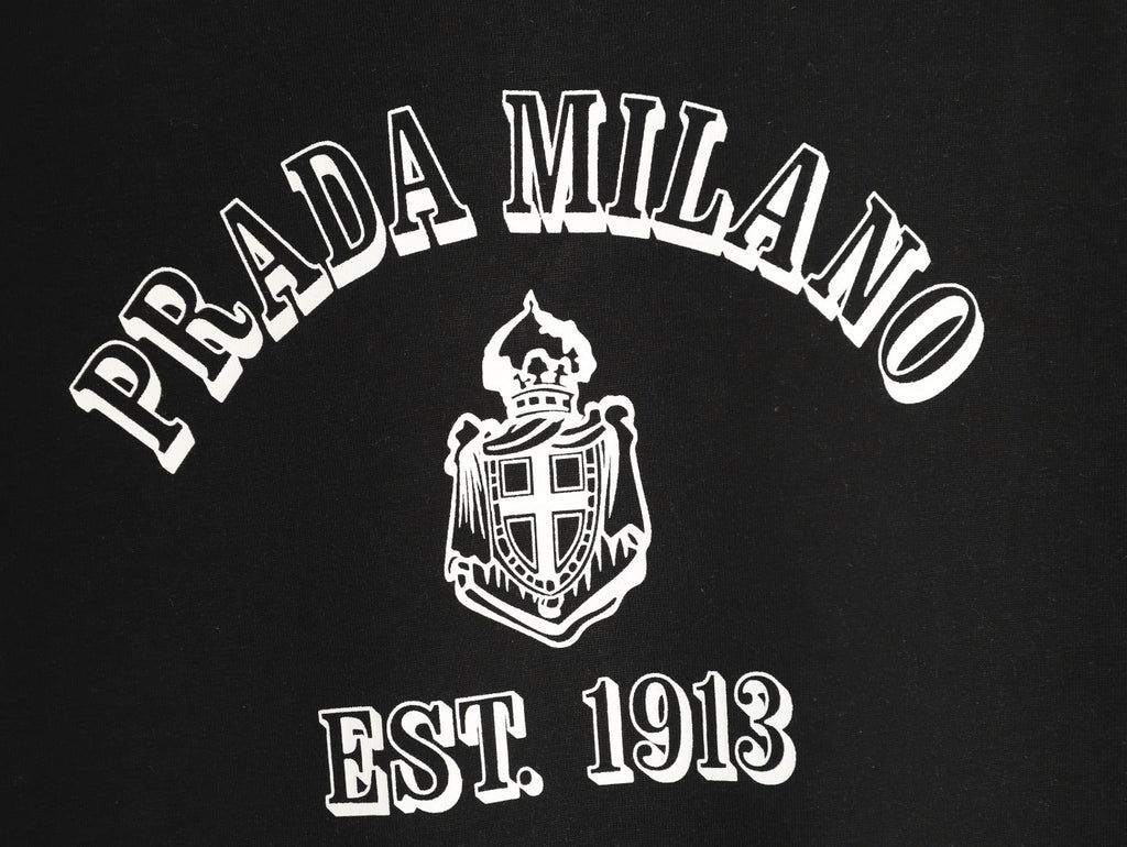 Prada 26SS Milano Logo Graphic Short-Sleeve T-Shirt - Black