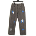 Chrome Hearts Cross-Motif Jeans with Back Lettering - Gray/Blue