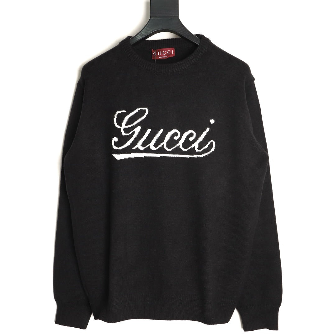 Gucci Signature-Logo Crewneck Sweater - Black